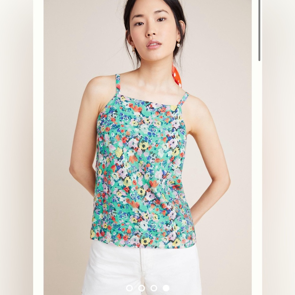MAEVE Anthro Green Quinn Textured Cami Tank Top size 6